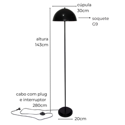 Luminária de Piso Abajur Chão Komaco Marrom Cortem - 2