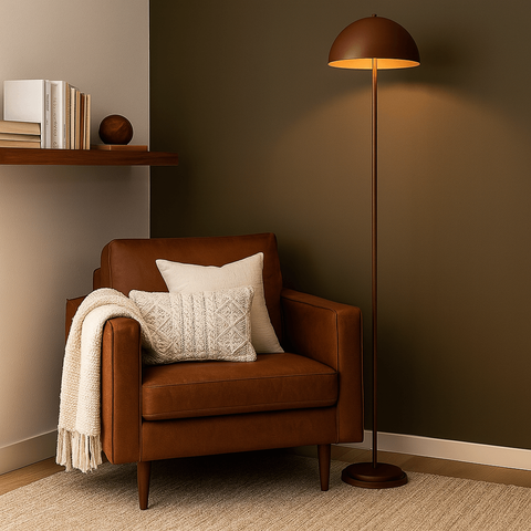 Luminária de Piso Abajur Chão Komaco Marrom Cortem