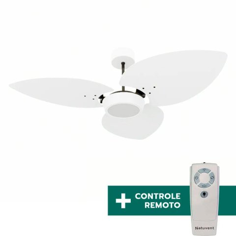 Ventilador de Teto Com Controle Remoto Natuvent Dahlia Led 3 Pás Madeira Branco 6500k Branco Frio, L