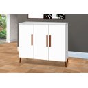 Ver imagem 1 de Aparador Bog. 3 Portas Pés de Madeira Maciça Estilo Buffet Cor Branco Brilho Passe