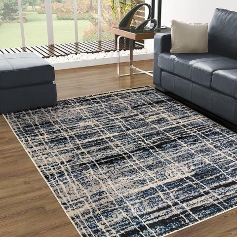 Tapete para Sala Jeri Azul Agua 2,50x3,50m Estonado 250x350cm Lavavel