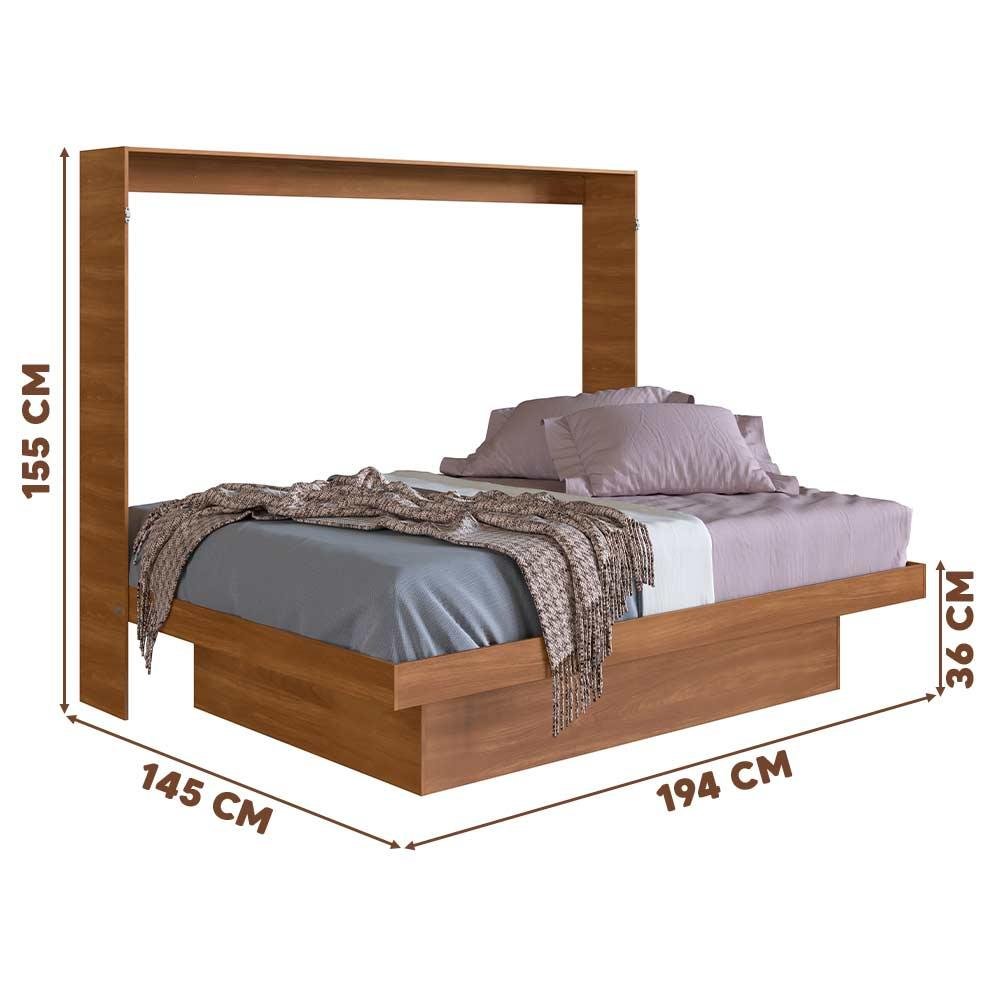 Cama Retrátil Multifuncional Casal Nogal Sulas Jm Móveis - 4