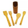 Kit Culinário Colher De Bambu Pau Suporte Utensílios Cozinha - 1