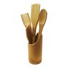 Kit Culinário Colher De Bambu Pau Suporte Utensílios Cozinha - 2