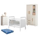 Ver imagem 1 de Guarda Roupa Flocos com Gaveteiro Soft e Berço Americano Soninho Branco Acetinado Colchão