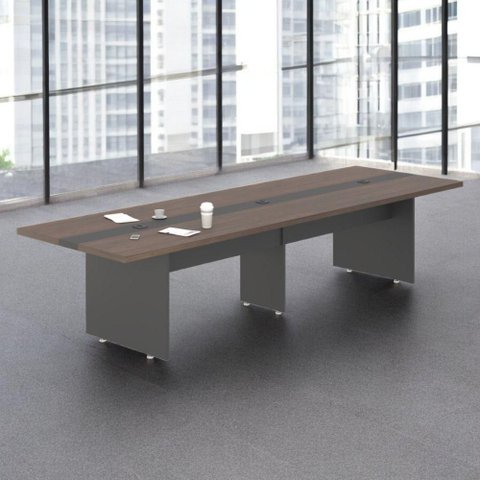 Mesa de Reunião Retangular Olívia Moderno sem Gavetas 360cm Freijó Preto Casah