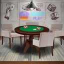 Ver imagem 7 de Mesa de Jogos Carteado Redonda Montreal Tampo Reversível Imbuia com 4 Cadeiras Vicenza Nude - Gran