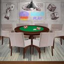 Ver imagem 7 de Mesa de Jogos Carteado Redonda Montreal Tampo Reversível Imbuia com 6 Cadeiras Vicenza Nude - Gran