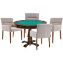 Ver imagem 1 de Mesa de Jogos Carteado Victoria Redonda Tampo Reversível Imbuia com 4 Cadeiras Vicenza Suede Nude -