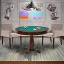 Ver imagem 7 de Mesa de Jogos Carteado Victoria Redonda Tampo Reversível Imbuia com 2 Cadeiras Vicenza Suede Nude -