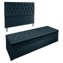 Ver imagem 1 de Kit Cabeceira e Calçadeira Baú Casal 1,40m Madrid Suede Azul Marinho - Pallazio