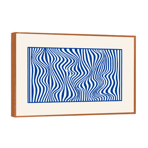 Quadro Decorativo Vibra Abstrato Azul em Moldura Filete Freijó 60x90cm
