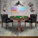 Ver imagem 7 de Mesa de Jogos Carteado Victoria Redonda Tampo Reversível Imbuia com Kit 2 Cadeiras Liverpool Pu