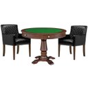 Ver imagem 1 de Mesa de Jogos Carteado Victoria Redonda Tampo Reversível Imbuia com Kit 2 Cadeiras Liverpool Pu