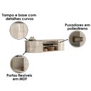 Ver imagem 6 de Rack Bancada Suspensa Modena com Mesa de Centro Indianápolis Calacata Off White – Madetec