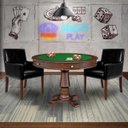 Ver imagem 7 de Mesa de Jogos Carteado Victoria Redonda Tampo Reversível Imbuia com Kit 2 Cadeiras Liverpool Pu