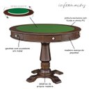 Ver imagem 2 de Mesa de Jogos Carteado Victoria Redonda Tampo Reversível Imbuia com Kit 2 Cadeiras Liverpool Pu