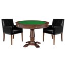 Ver imagem 1 de Mesa de Jogos Carteado Victoria Redonda Tampo Reversível Imbuia com Kit 2 Cadeiras Liverpool Pu