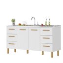 Ver imagem 3 de Armário de Cozinha Belém 2 Portas 6 Gavetas MDF-MDP 157cm Branco Milani Movelaria