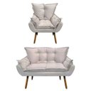 Ver imagem 1 de Kit 01 Poltrona e 01 Namoradeira Mariana Suede Branco Slk Decor