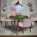 Ver imagem 7 de Mesa de Jogos Carteado Victoria Redonda Tampo Reversível Imbuia com Kit 4 Cadeiras Vicenza Suede Nud
