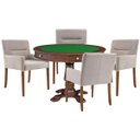 Ver imagem 1 de Mesa de Jogos Carteado Victoria Redonda Tampo Reversível Imbuia com Kit 4 Cadeiras Vicenza Suede Nud