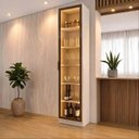 Ver imagem 1 de Cristaleira 50cm 1 Porta com LED e Vidro Reflecta Temperado 100% MDF Fineze Bege/Areia HP
