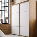 Ver imagem 1 de Guarda Roupa Solteiro 2 Portas MDF 178 cm Eleganza Belmax Álamo/Branco