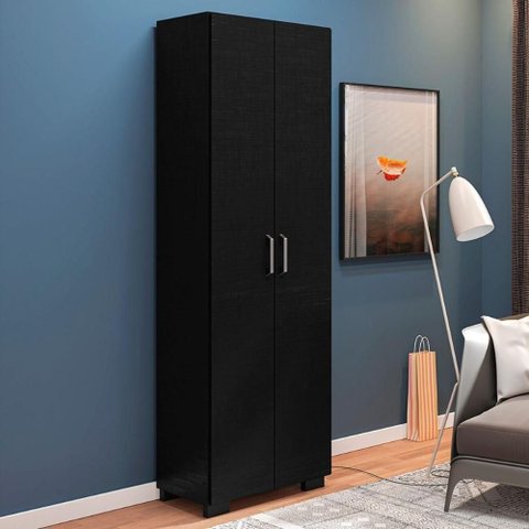 Estante para Decoração com 2 Portas Curitiba Preto