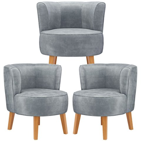 Kit 3 Poltronas Estofada Moderna para Recepção de Escritório Tecido Veludo Macia Ergonômica