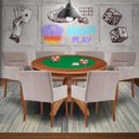 Ver imagem 7 de Mesa de Jogos Carteado Redonda Montreal Tampo Reversível Amêndoa com 6 Cadeiras Vicenza Nude -