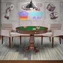 Ver imagem 7 de Mesa de Jogos Carteado Victoria Redonda Tampo Reversível Imbuia com Kit 2 Cadeiras Vicenza Suede Nud