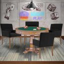 Ver imagem 7 de Mesa de Jogos Carteado Victoria Redonda Tampo Reversível Amêndoa com Kit 4 Cadeiras Vicenza Suede Pr