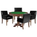 Ver imagem 1 de Mesa de Jogos Carteado Victoria Redonda Tampo Reversível Imbuia com Kit 4 Cadeiras Liverpool Pu