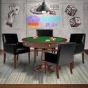 Ver imagem 7 de Mesa de Jogos Carteado Victoria Redonda Tampo Reversível Imbuia com Kit 4 Cadeiras Liverpool Pu