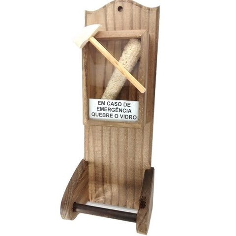 Porta Papel Higiênico Retrô Rústico Com Suporte - Quebre O Vidro