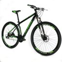 Ver imagem 2 de Bicicleta Venzo Aro 29 27V Camb Acera Susp com Trava Freio Hidráulico - PRETO E VERDE - 19