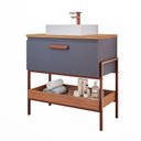 Ver imagem 2 de Gabinete para Banheiro com Cuba Hana Espresso Móveis Cinza/Titanium