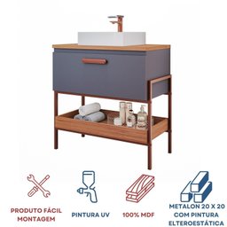 Gabinete para Banheiro com Cuba Hana Espresso Móveis - 9