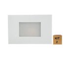 Ver imagem 1 de Kit 2 Balizador de Embutir Escada Parede 4x2 Alumínio Branco