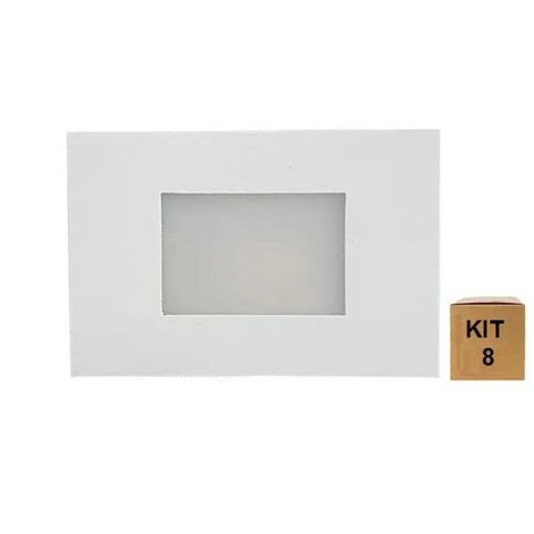 Kit 8 Balizador de Embutir Escada Parede 4x2 Alumínio Branco