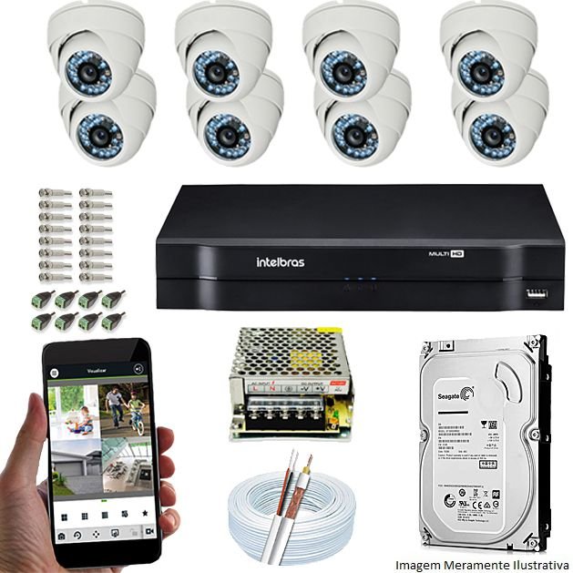 Kit DVR Intelbras 16 Ch 8 Câmeras Dome Ahd Npc + HD 1 Tb - 1