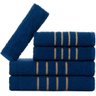 Jogo 5pçs 2 Banho + 2 Rosto + 1 Tapete P/banheiro 100% Algodão Alta Absorção - Azul Marinho - 1