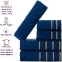 Ver imagem 4 de Jogo 5pçs 2 Banho + 2 Rosto + 1 Tapete P/banheiro 100% Algodão Alta Absorção - Azul Marinho