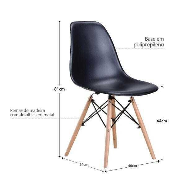 Conjunto Mesa de Jantar 80cm + 4 Cadeiras Eames Preto NEW - 3