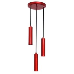 Pendente Tubinho 16 - Vermelho Verniz - para 3 Lâmpada - 1