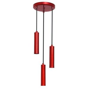 Pendente Tubinho 16 - Vermelho Verniz - para 3 Lâmpada