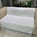 Ver imagem 5 de Kit Manta Adamascado e 4 Capas de Almofada Luxo Branco e Dourado 45cmx45cm