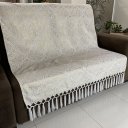 Ver imagem 4 de Kit Manta Adamascado e 4 Capas de Almofada Luxo Branco e Dourado 45cmx45cm