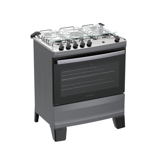 Fogão 5 Bocas Atlas Agile Up com Mesa de Inox a Gás Bivolt Titanium